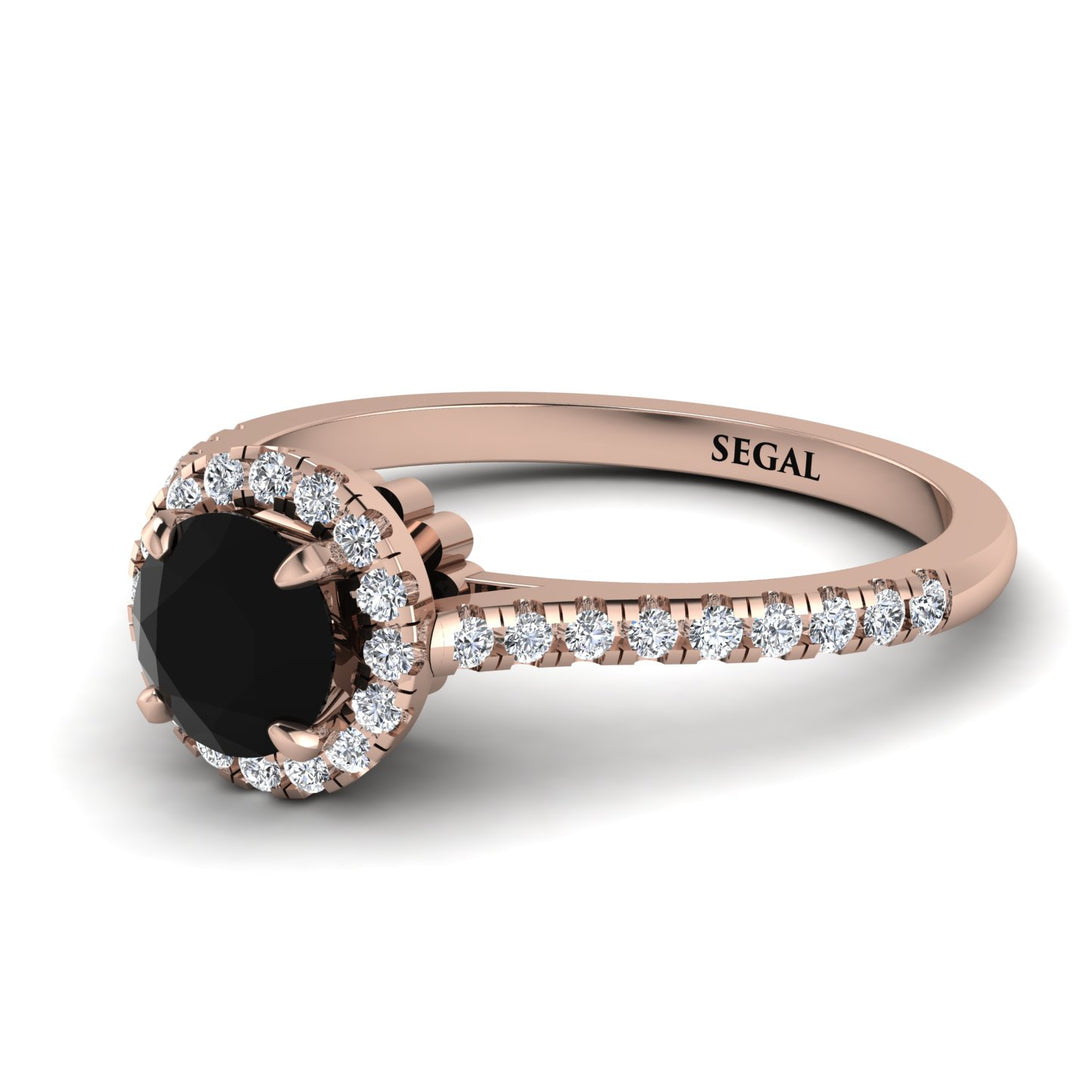 Milgrain Halo Black Diamond Ring - Betty No. 8