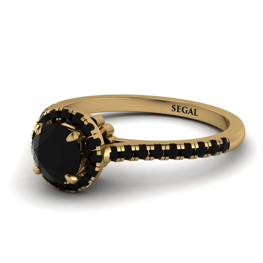 Milgrain Halo Black Diamond Ring - Betty No. 37