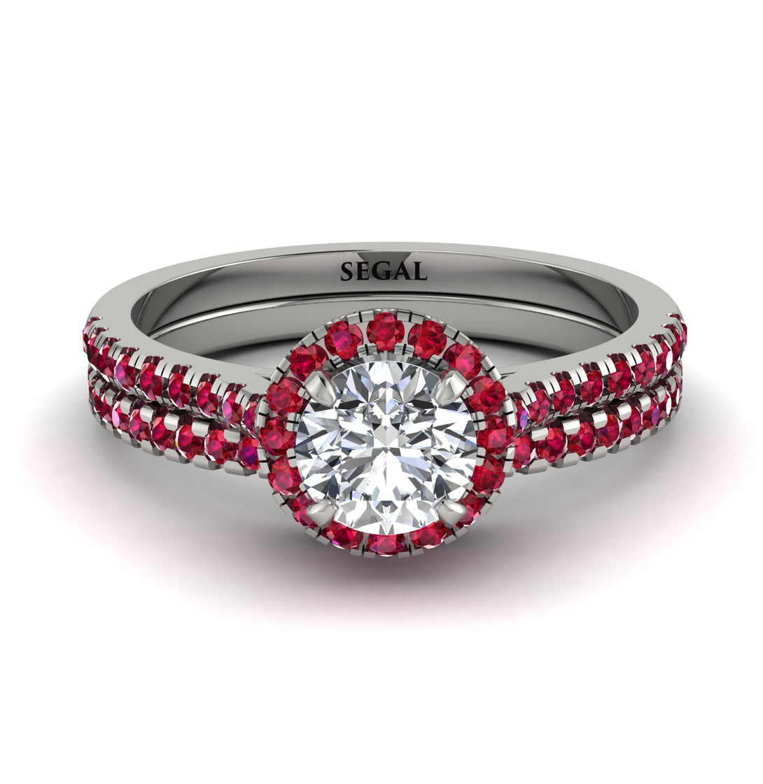 Milgrain Halo Diamond Bridal Set - Betty No. 48