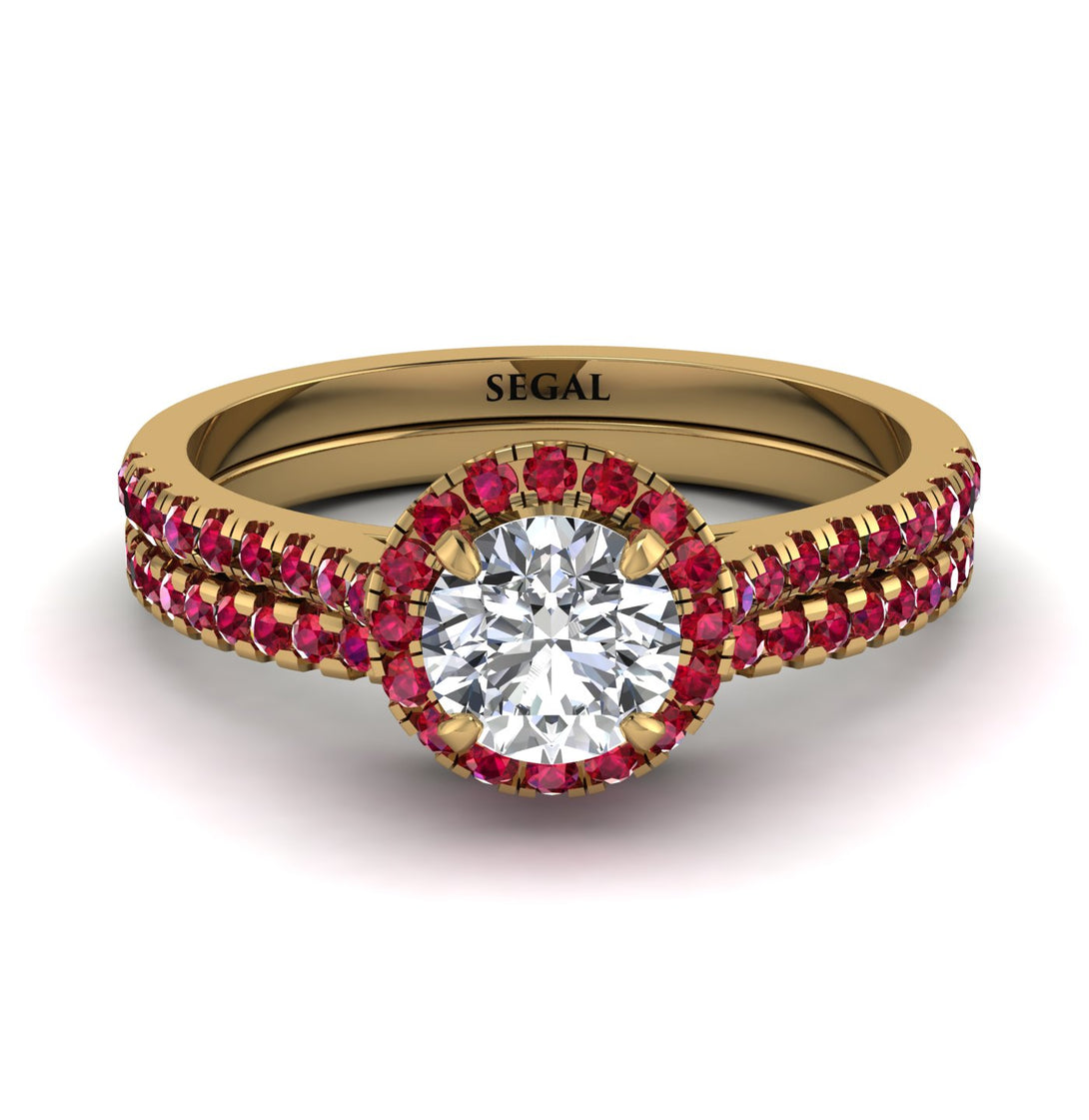 Milgrain Halo Diamond Bridal Set - Betty No. 46