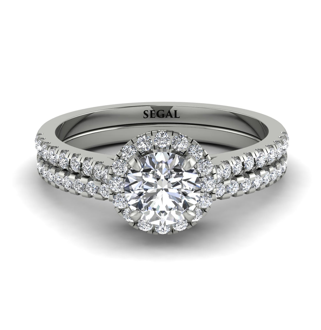 Brandy's second wedding band - Milgrain Halo Diamond Bridal Set - Betty No. 3000