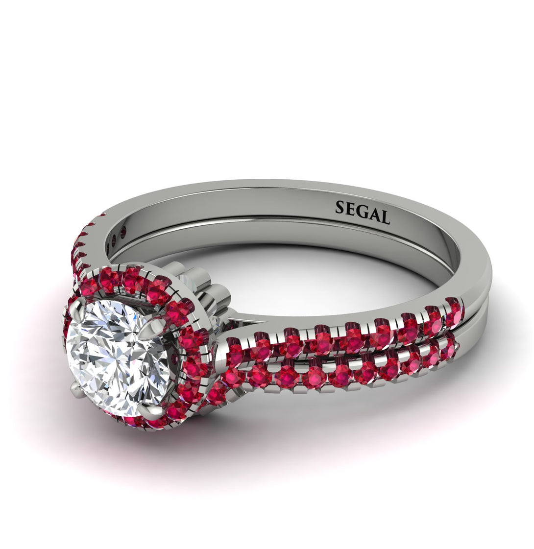 Milgrain Halo Diamond Bridal Set - Betty No. 48