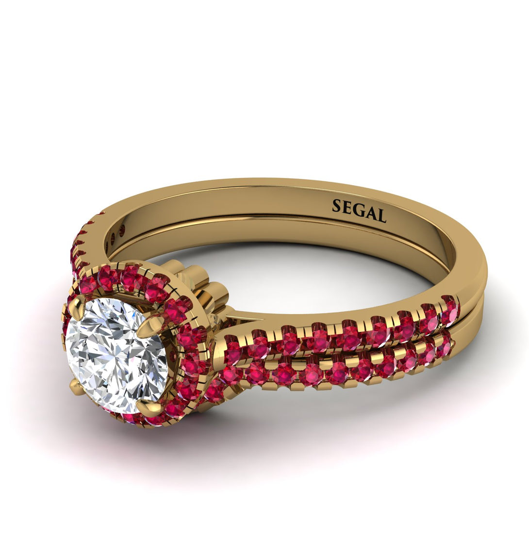 Milgrain Halo Diamond Bridal Set - Betty No. 46