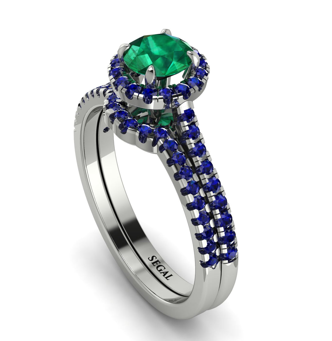 Milgrain Halo Emerald Bridal Set - Betty No. 66