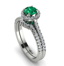 Milgrain Halo Emerald Bridal Set - Betty No. 6 image 1