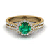 Milgrain Halo Emerald Bridal Set - Betty No. 4