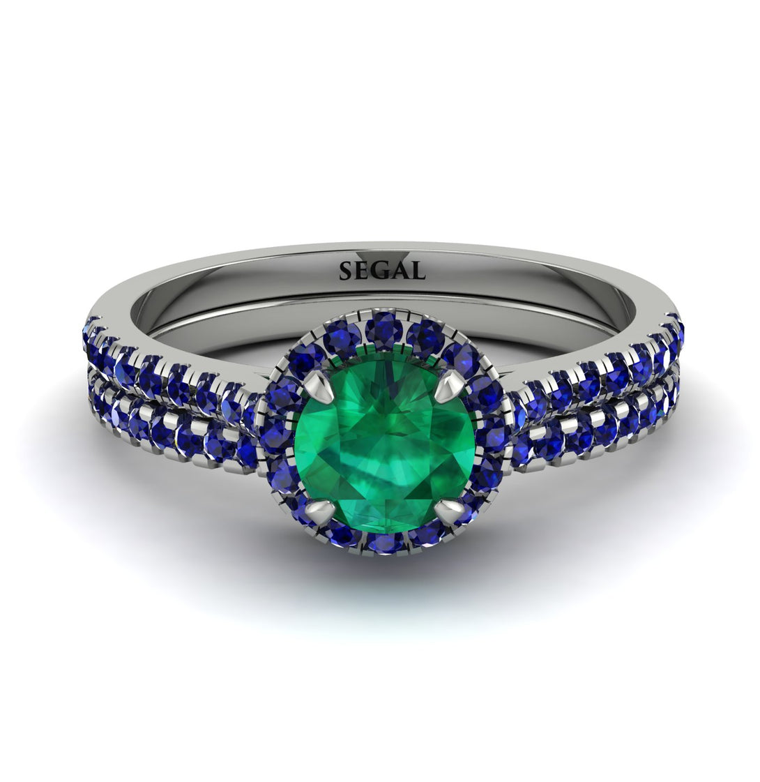 Milgrain Halo Emerald Bridal Set - Betty No. 66