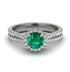 Milgrain Halo Emerald Bridal Set - Betty No. 6
