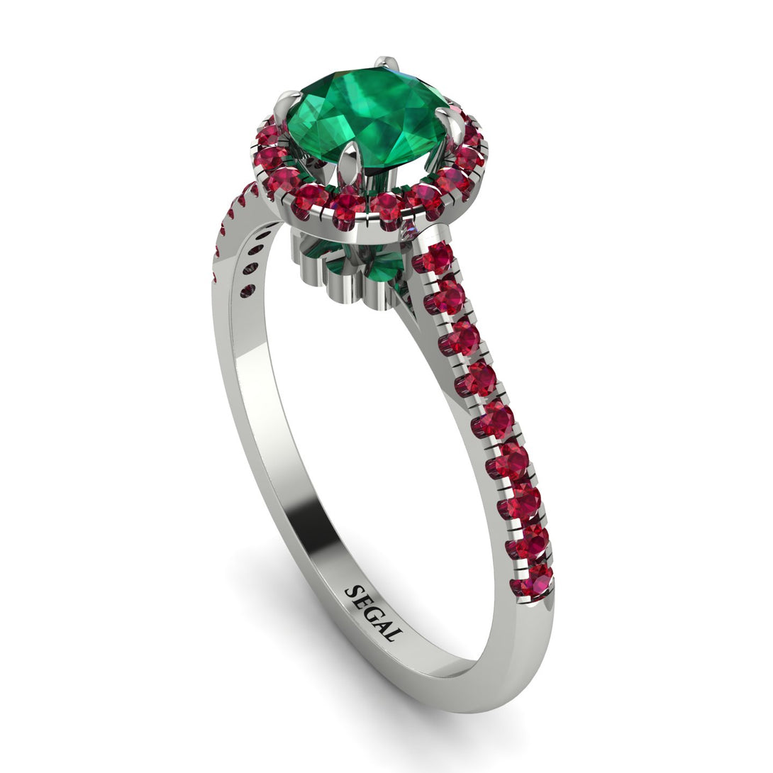 Milgrain Halo Emerald Ring - Betty No. 51