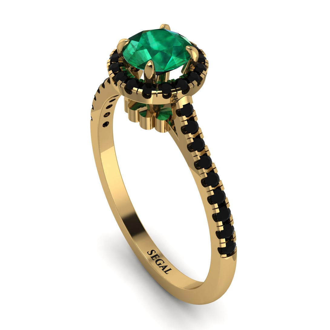 Milgrain Halo Emerald Ring - Betty No. 34
