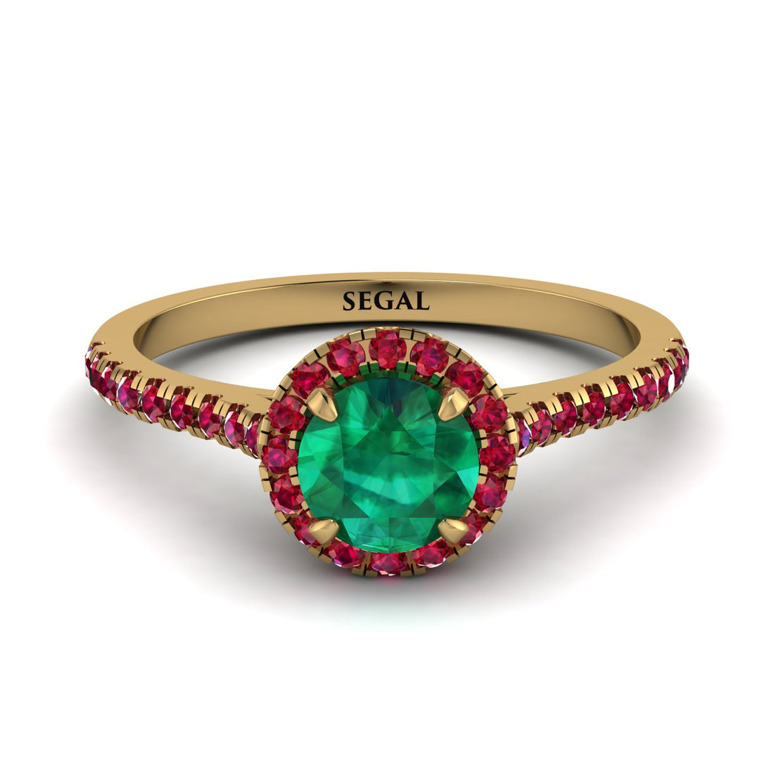 Milgrain Halo Emerald Ring - Betty No. 49