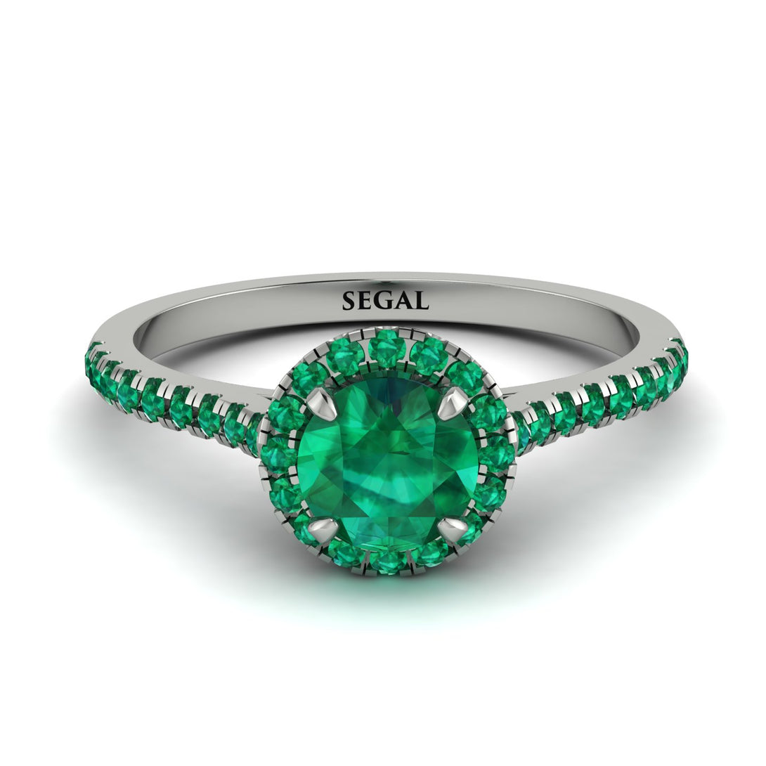Milgrain Halo Emerald Ring - Betty No. 21