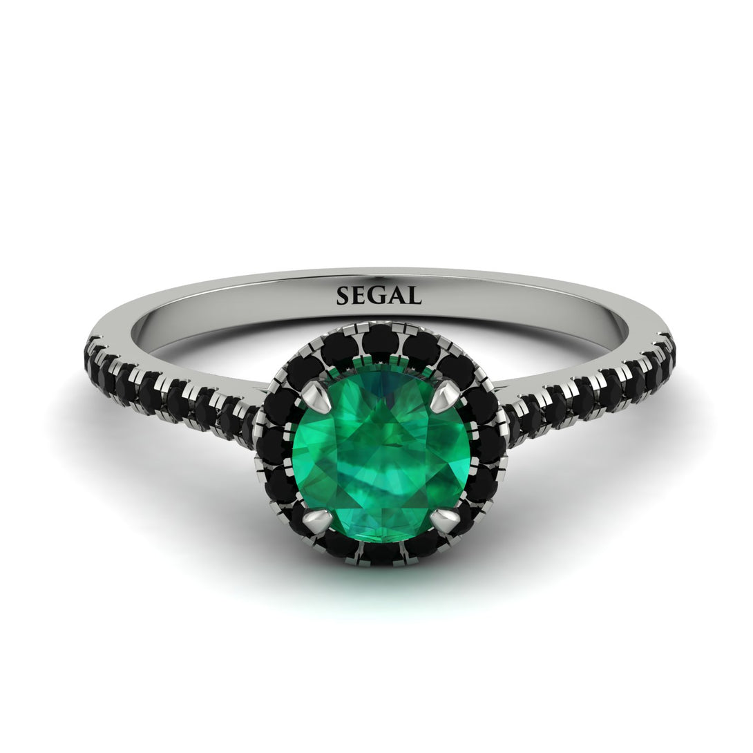 Milgrain Halo Emerald Ring - Betty No. 36