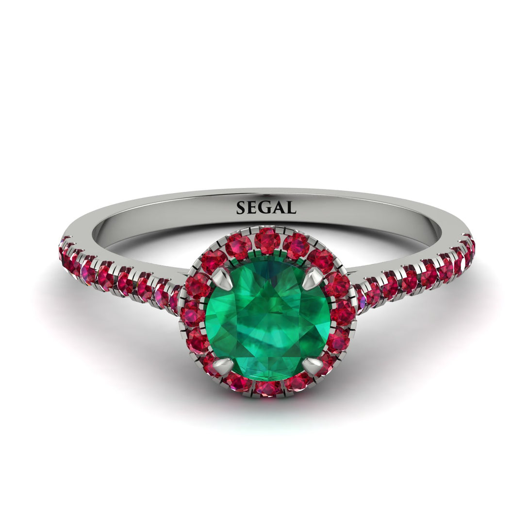 Milgrain Halo Emerald Ring - Betty No. 51