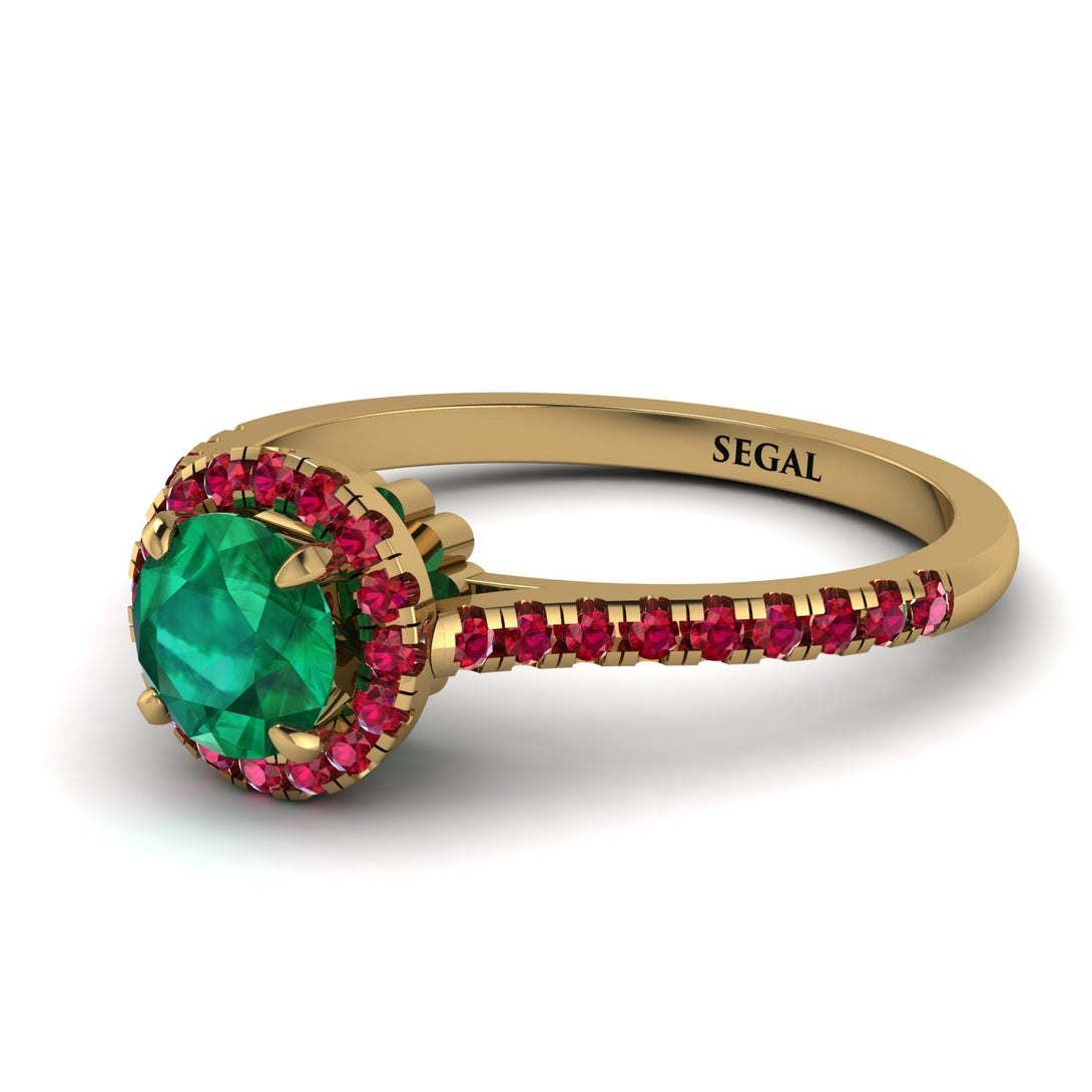 Milgrain Halo Emerald Ring - Betty No. 49