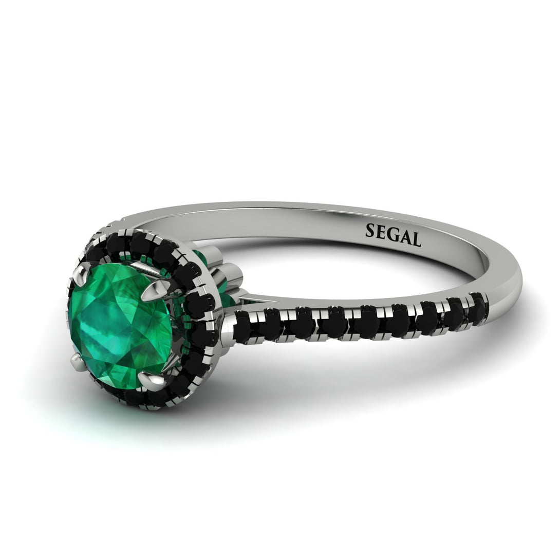 Milgrain Halo Emerald Ring - Betty No. 36