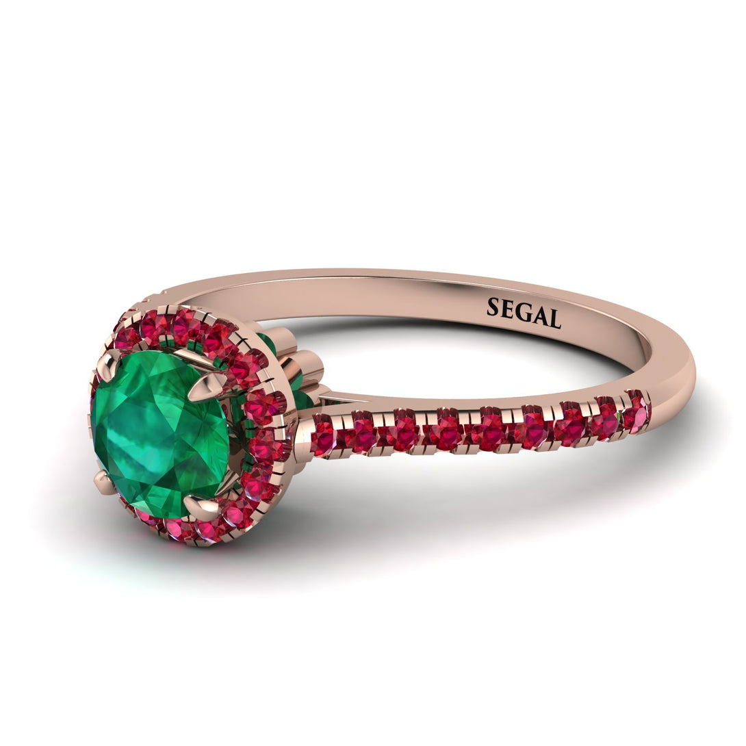 Milgrain Halo Emerald Ring - Betty No. 50