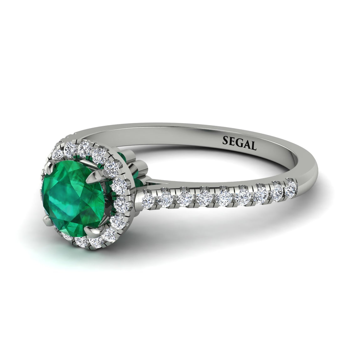 Milgrain Halo Emerald Ring - Betty No. 6
