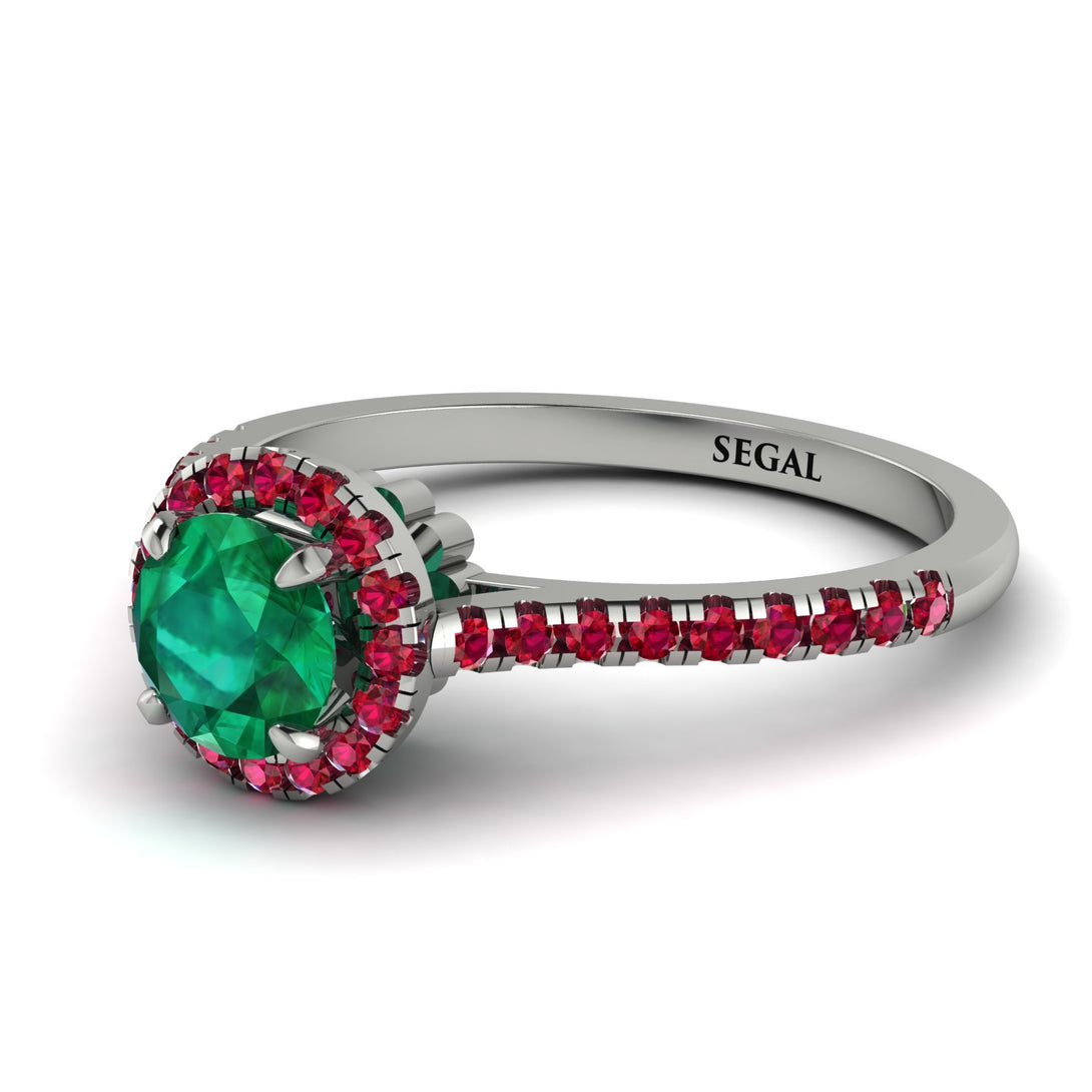 Milgrain Halo Emerald Ring - Betty No. 51