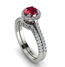 Milgrain Halo Ruby Bridal Set - Betty No. 12 image 1