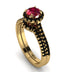 Milgrain Halo Ruby Bridal Set - Betty No. 40