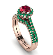 Milgrain Halo Ruby Bridal Set - Betty No. 26 image 1