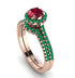 Milgrain Halo Ruby Bridal Set - Betty No. 26