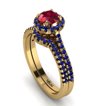Milgrain Halo Ruby Bridal Set - Betty No. 70 image 1