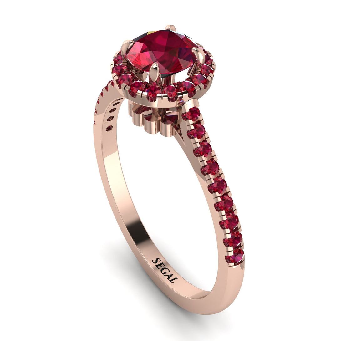 Milgrain Halo Ruby Ring - Betty No. 56