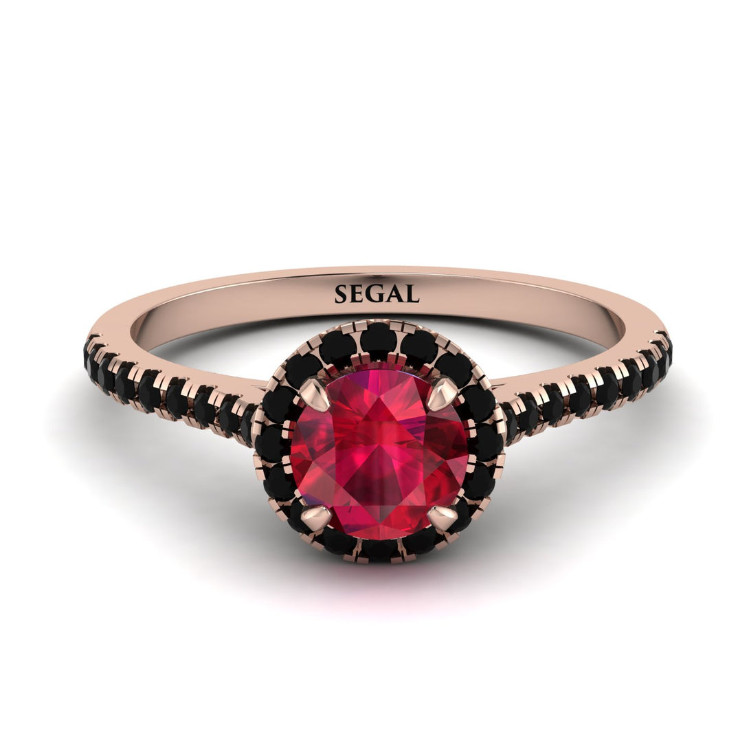 Milgrain Halo Ruby Ring - Betty No. 41