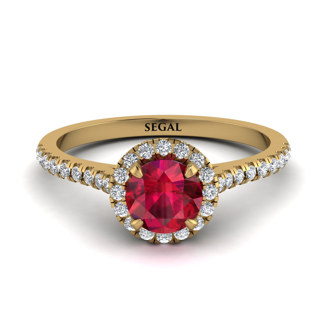 Milgrain Halo Ruby Ring - Betty No. 10