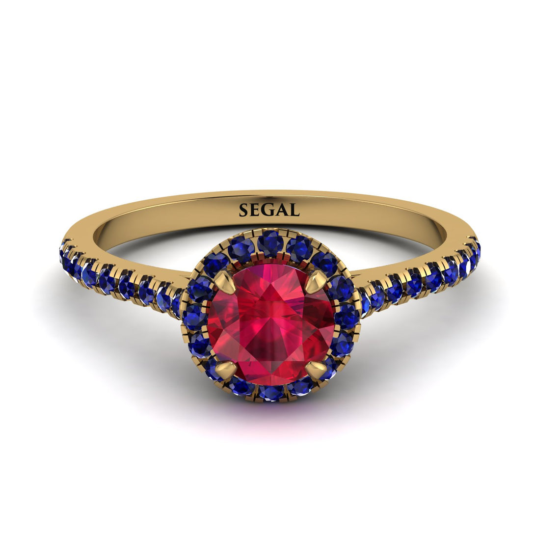 Milgrain Halo Ruby Ring - Betty No. 70