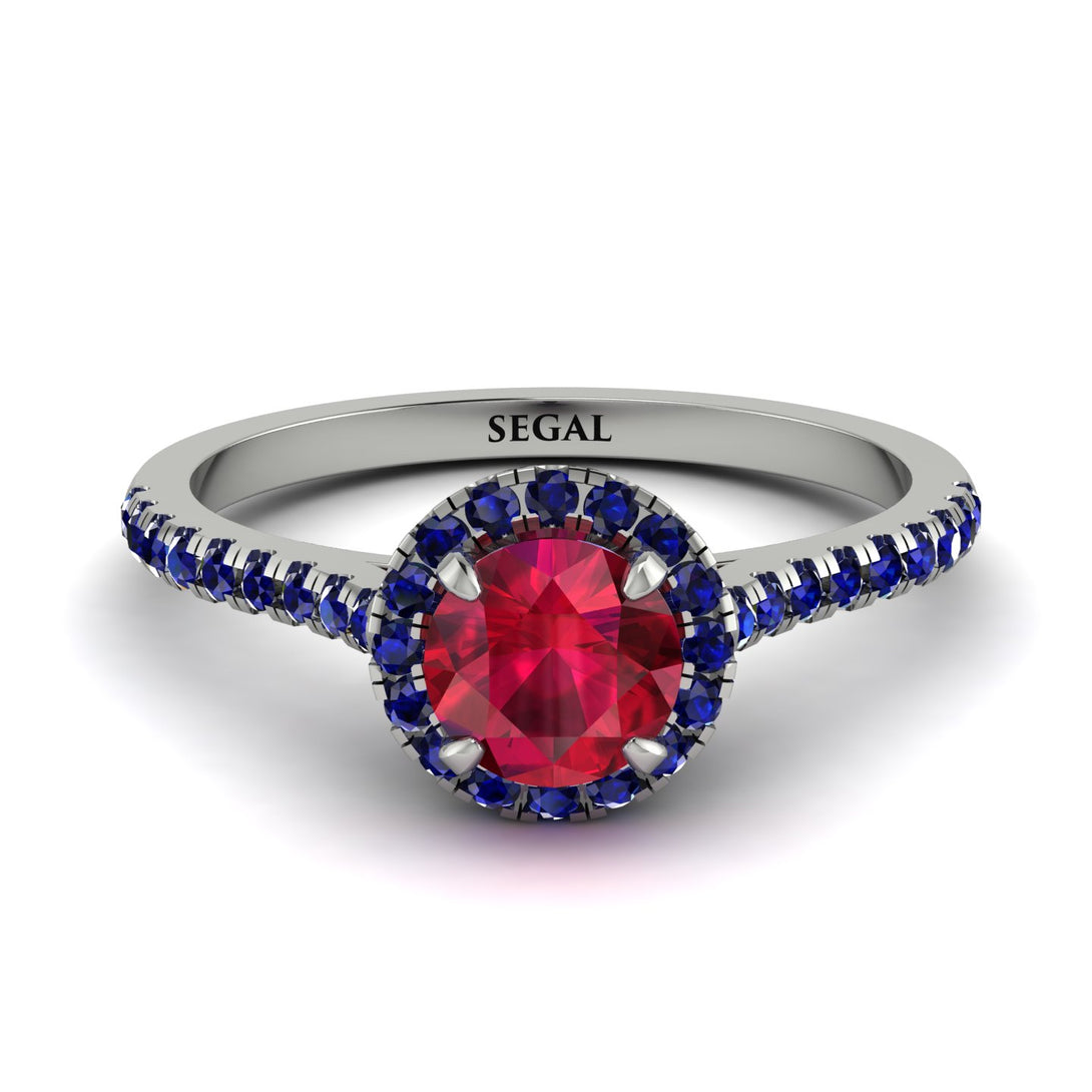 Milgrain Halo Ruby Ring - Betty No. 72