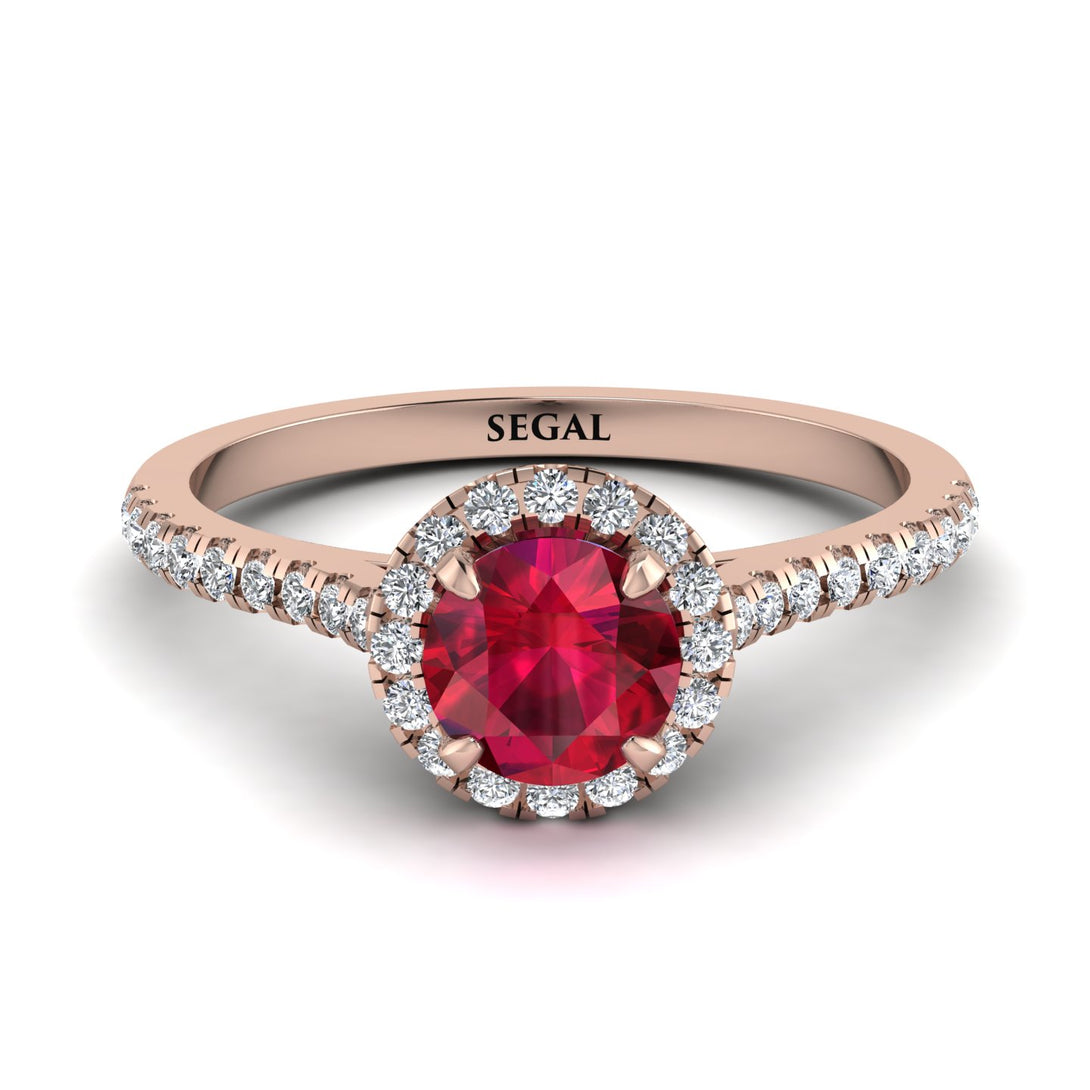 Milgrain Halo Ruby Ring - Betty No. 11