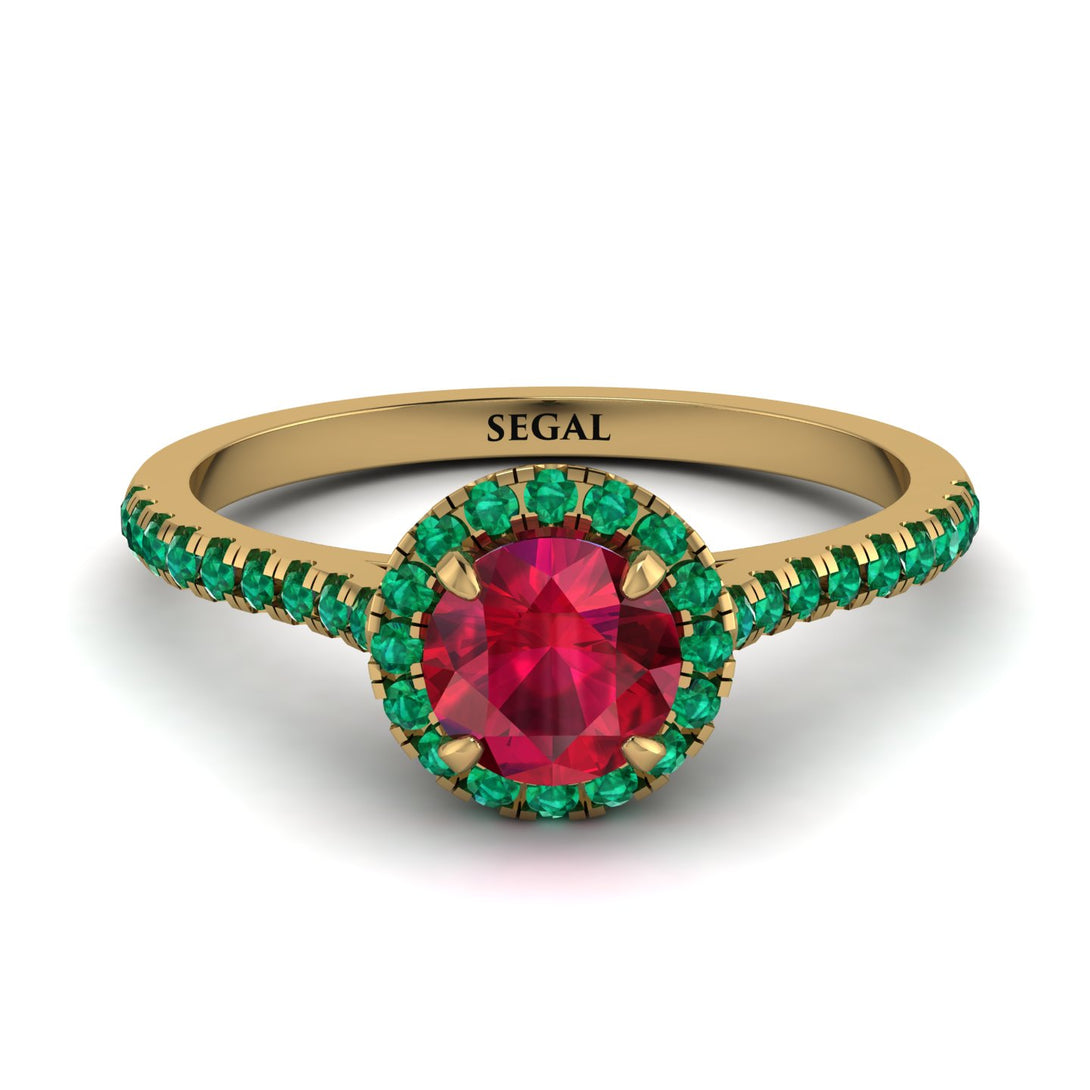 Milgrain Halo Ruby Ring - Betty No. 25