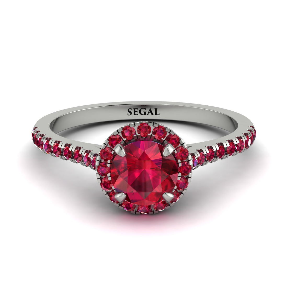 Milgrain Halo Ruby Ring - Betty No. 57
