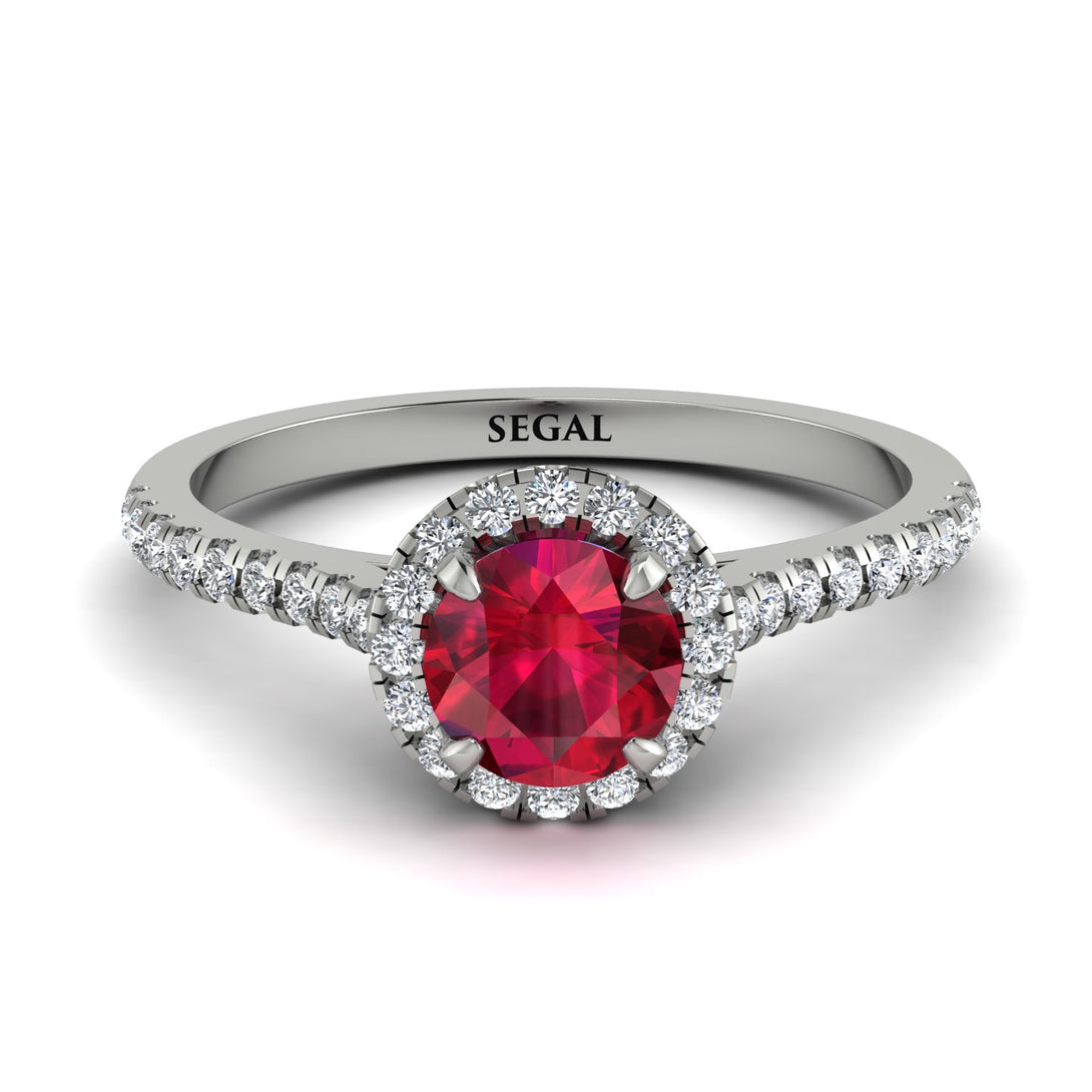Milgrain Halo Ruby Ring - Betty No. 12