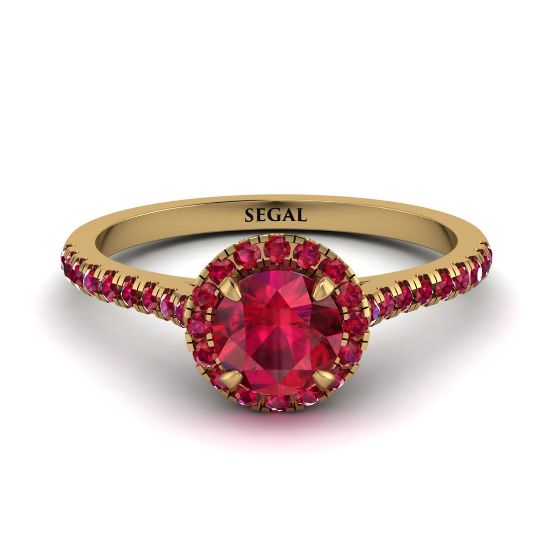 Milgrain Halo Ruby Ring - Betty No. 55