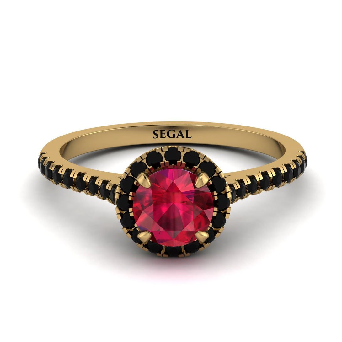 Milgrain Halo Ruby Ring - Betty No. 40