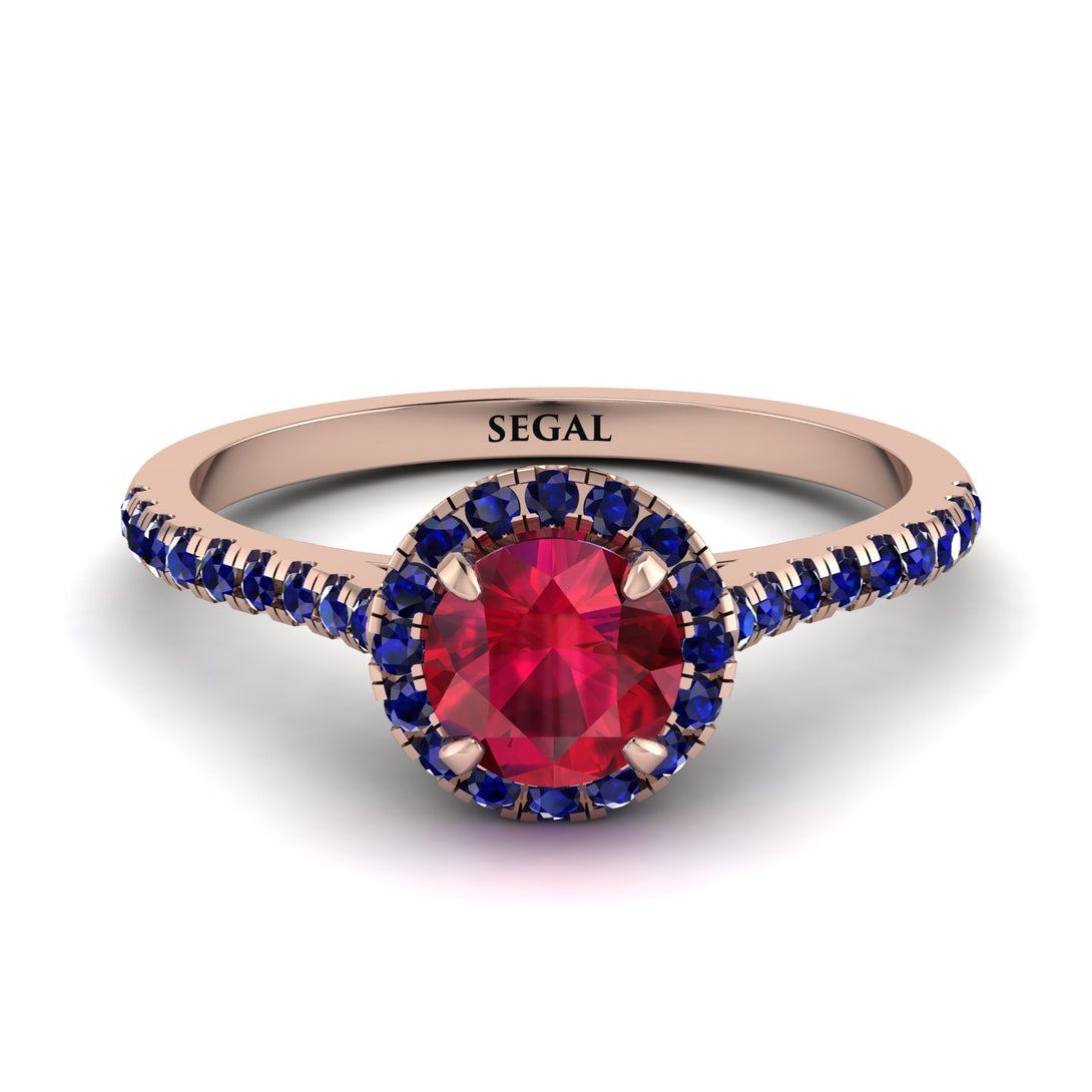 Milgrain Halo Ruby Ring - Betty No. 71
