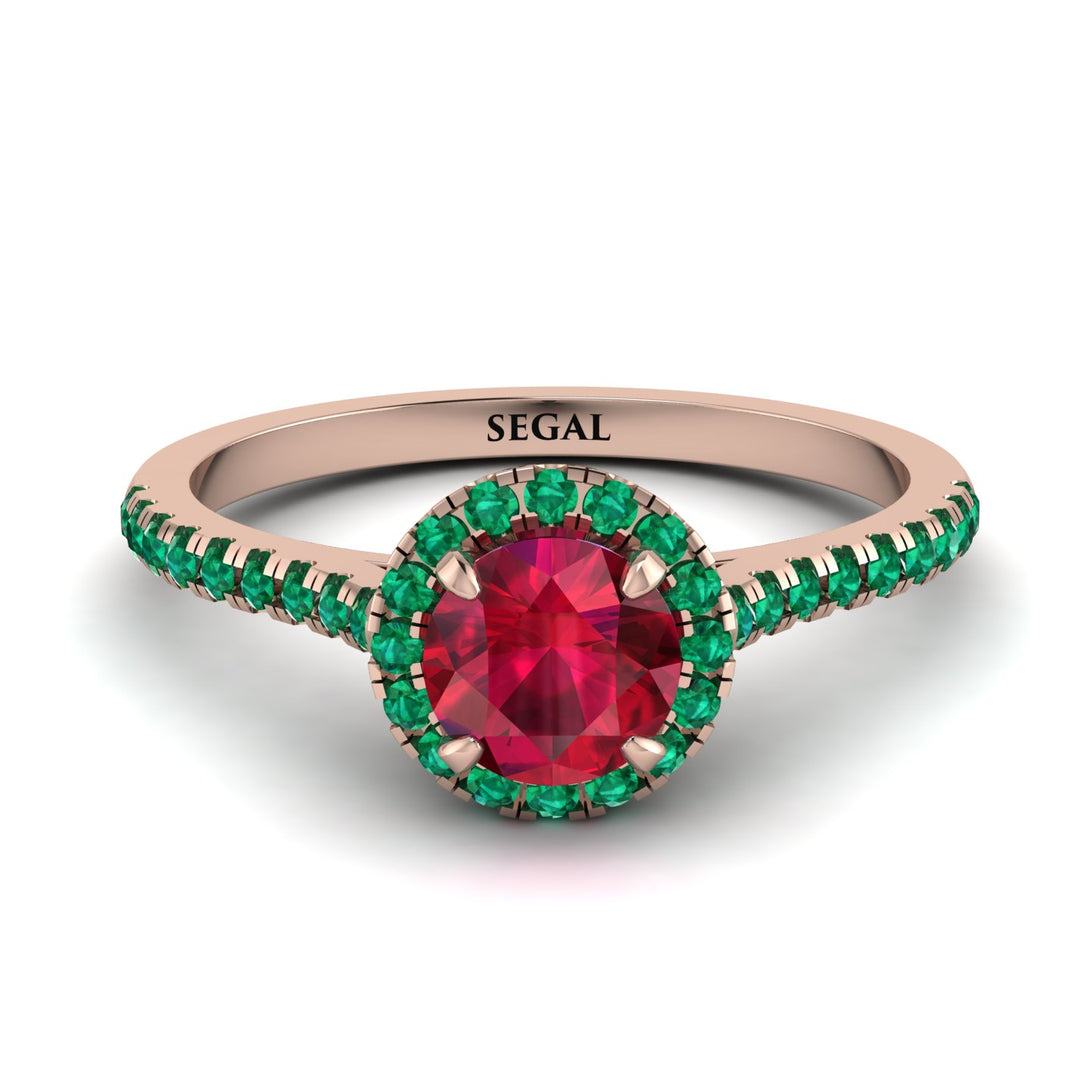 Milgrain Halo Ruby Ring - Betty No. 26