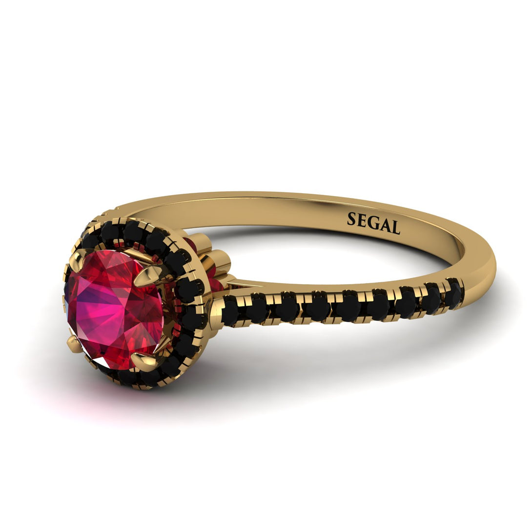 Milgrain Halo Ruby Ring - Betty No. 40