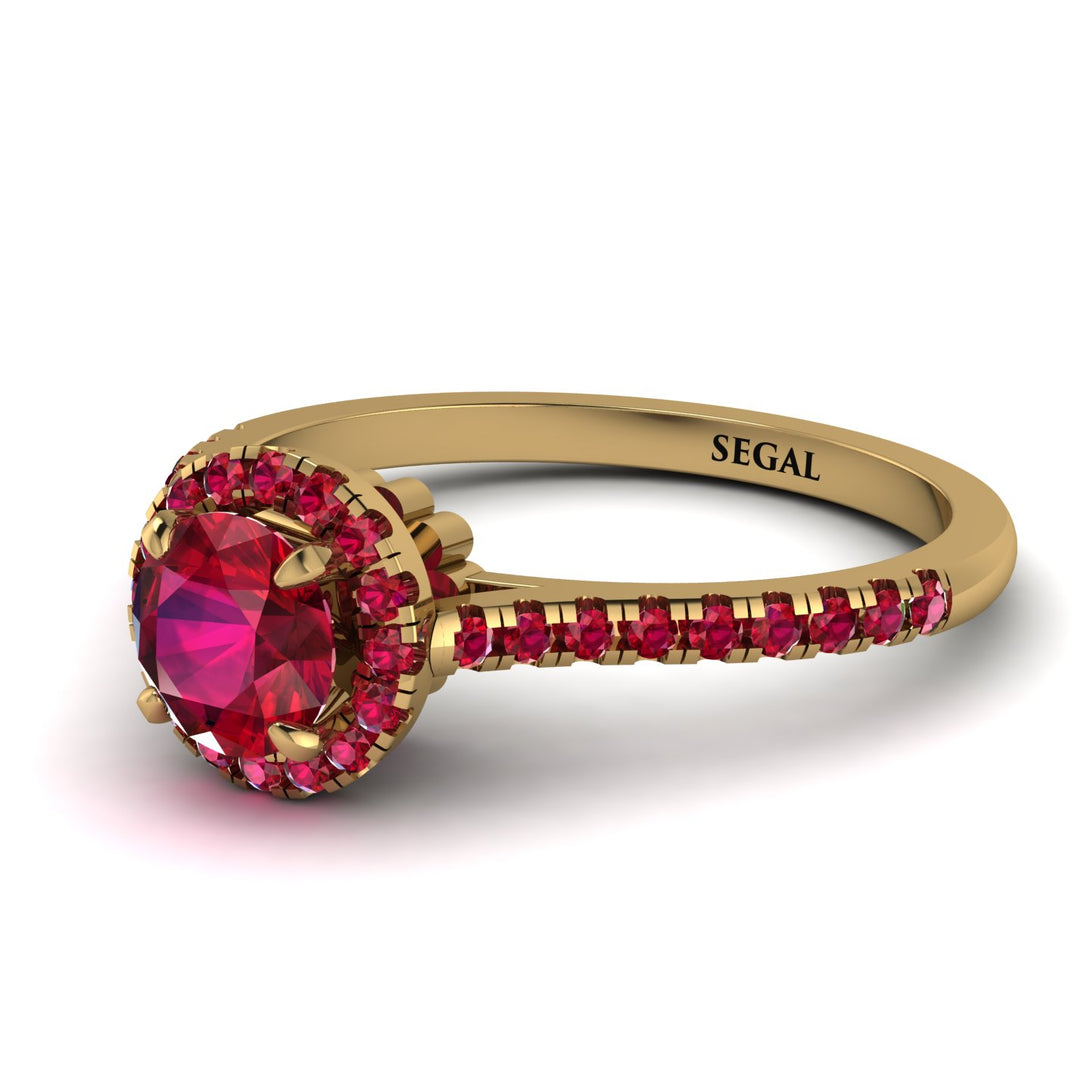 Milgrain Halo Ruby Ring - Betty No. 55