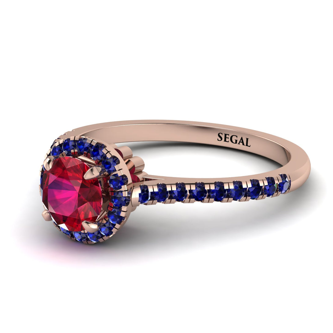 Milgrain Halo Ruby Ring - Betty No. 71