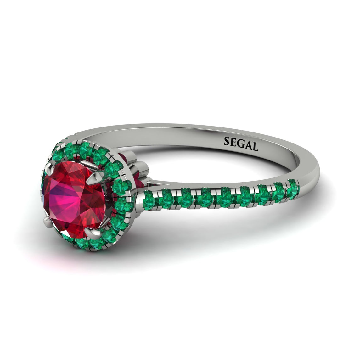 Milgrain Halo Ruby Ring - Betty No. 27