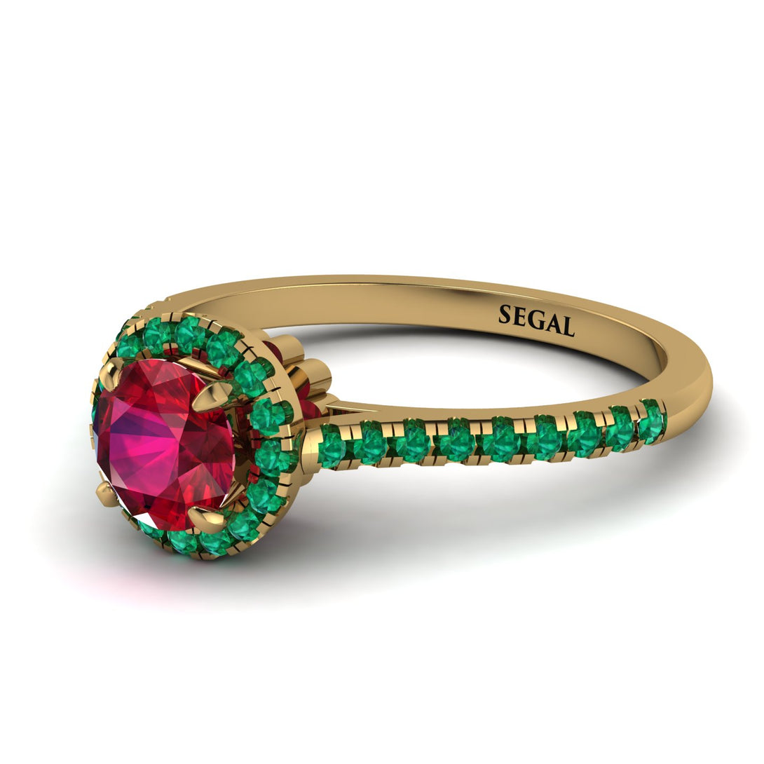 Milgrain Halo Ruby Ring - Betty No. 25