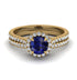 Milgrain Halo Sapphire Bridal Set - Betty No. 13