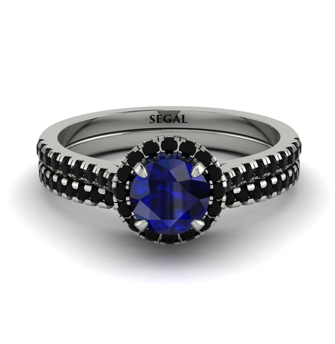 Milgrain Halo Sapphire Bridal Set - Betty No. 45
