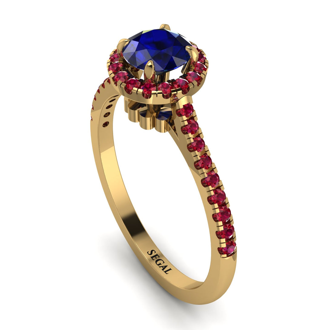 Milgrain Halo Sapphire Ring - Betty No. 58