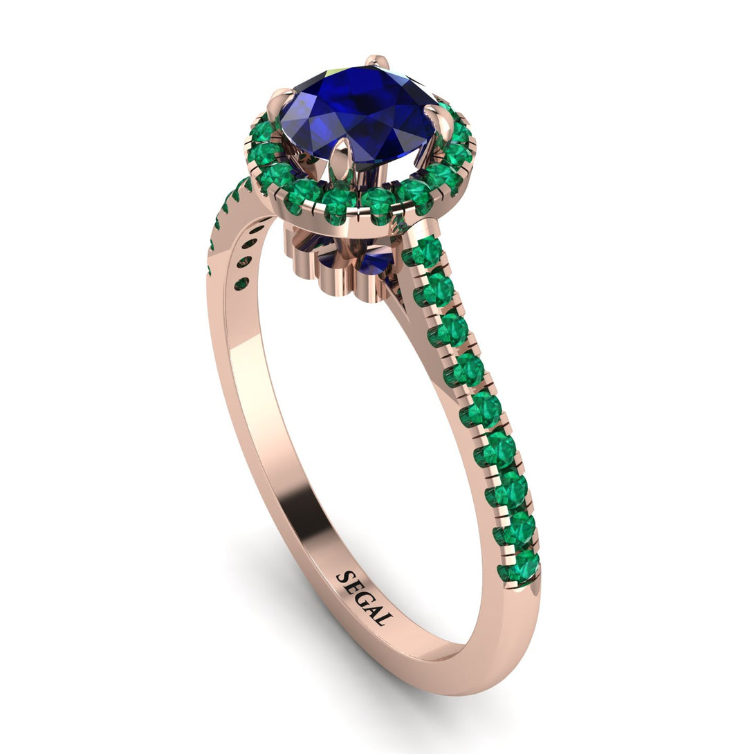 Milgrain Halo Sapphire Ring - Betty No. 29
